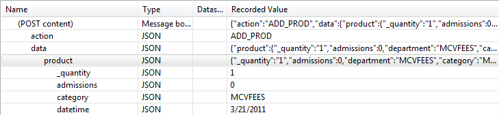 example of JSON fields