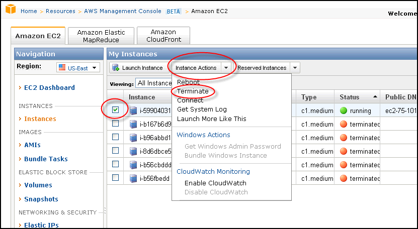 Terminating an EC2 Engine