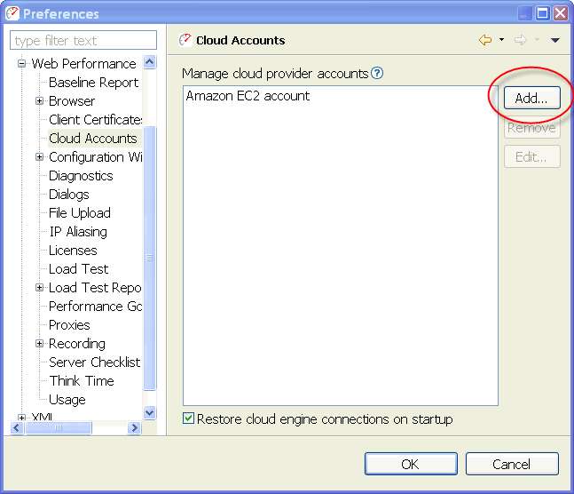 Cloud Accounts window