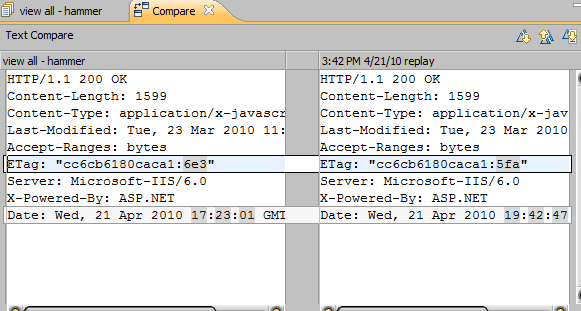 Headers of same file on different servers