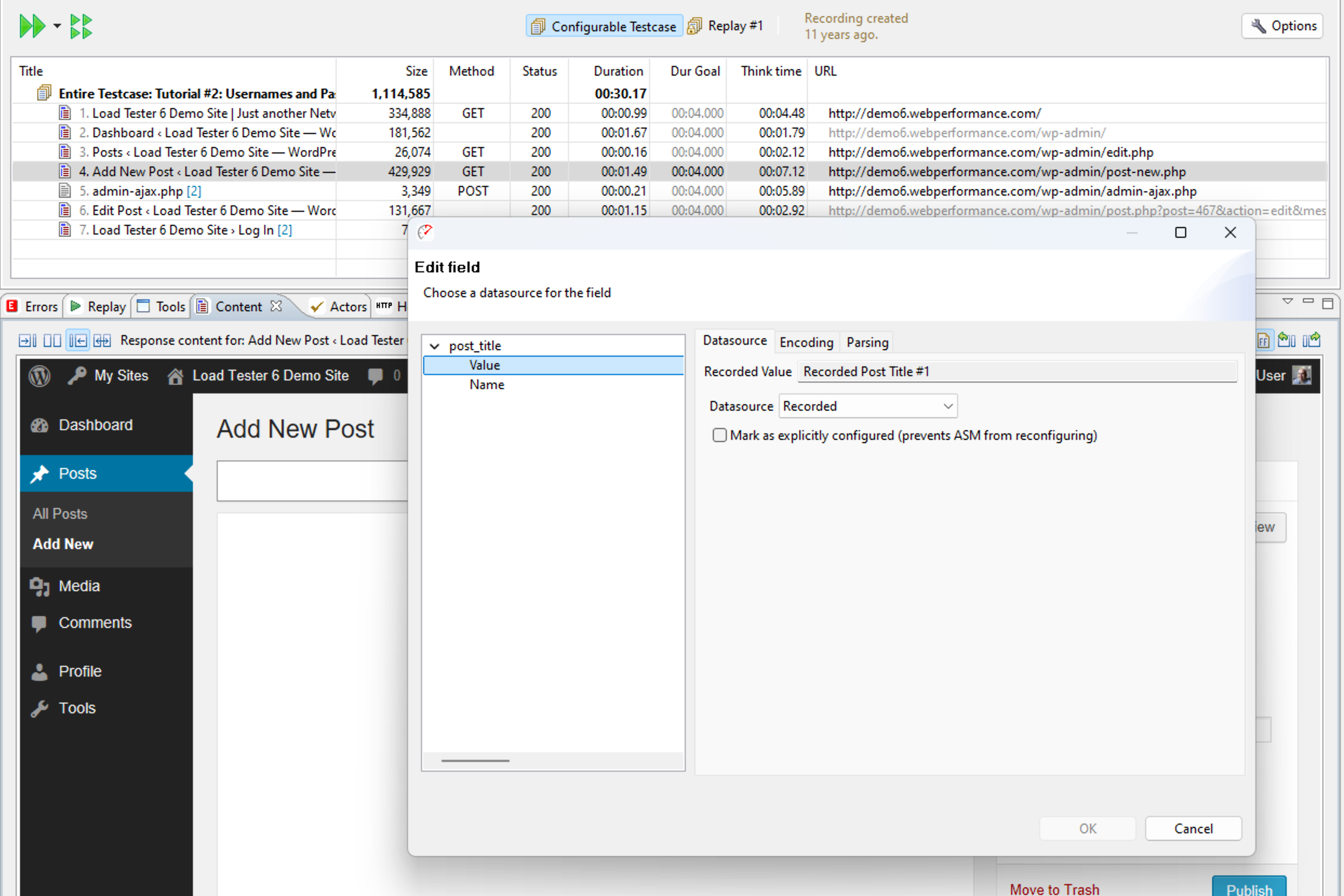 WPLoadTester Test Configuration