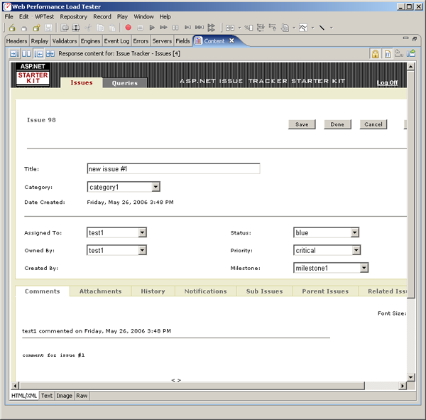 Issue Tracker system - entered comment