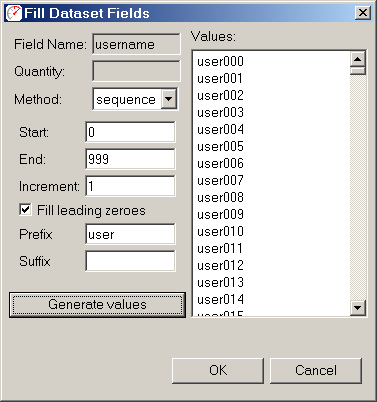 fill dataset by sequence