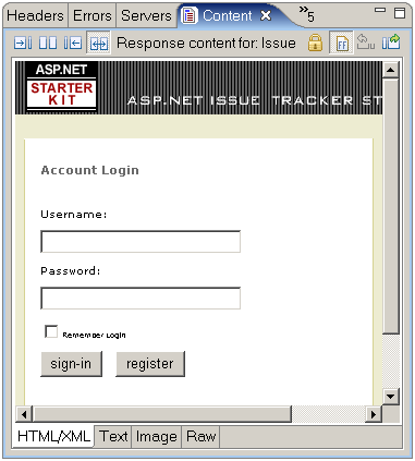 login page