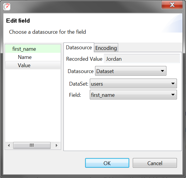 configure field dialog