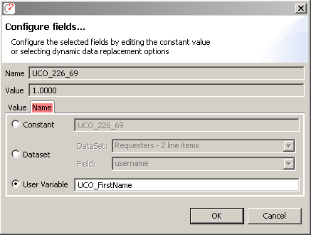 Configuring a field name variable