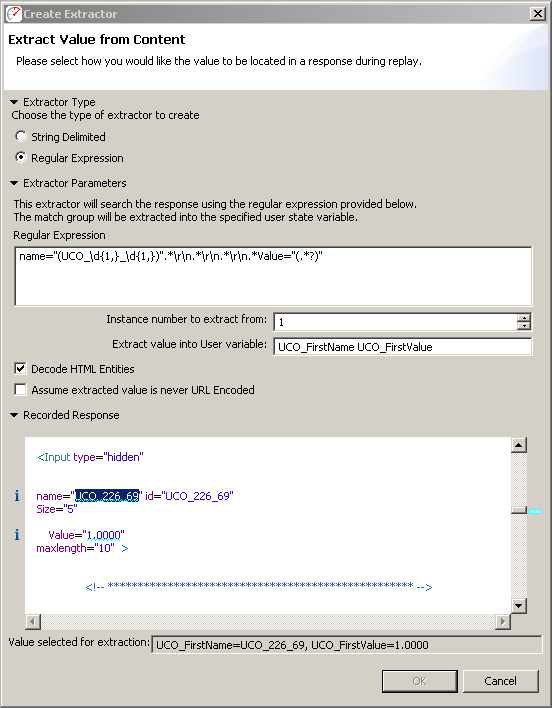 Configuring a a multi-variable extractor