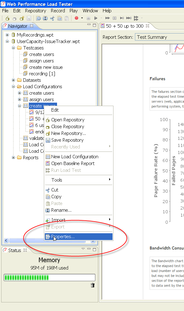 Picture showing how to set the load configuration properties