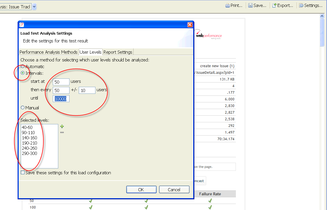 Picture of Setting User Levels at Intervals