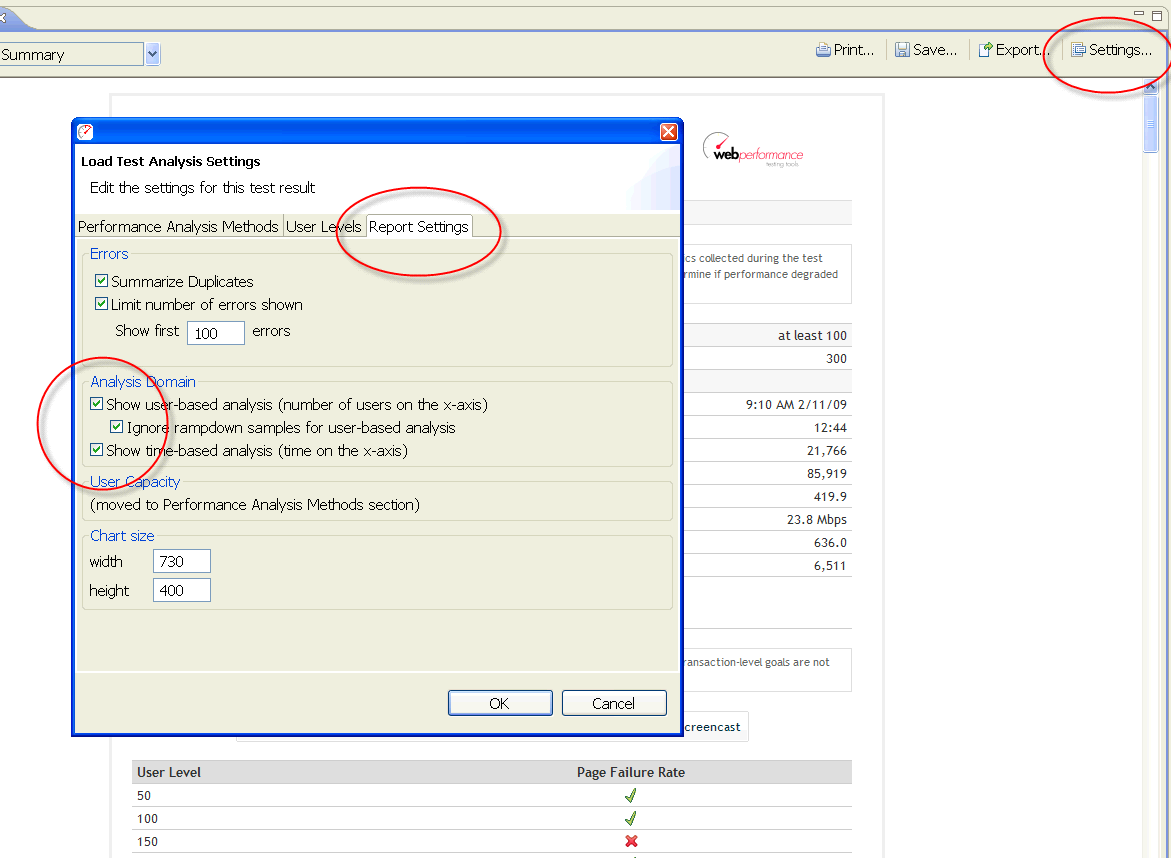 Picture of Dialog for Setting User-Based Analysis