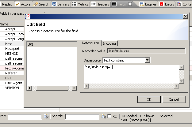 Adding a Query Parameter in the Text Constant Datasource