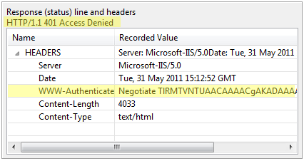 Example of the second response in a Negotiate sequence