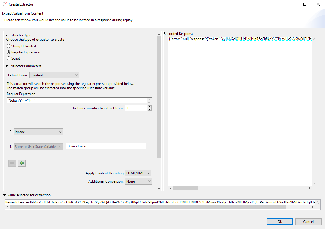 Capture unique Bearer token into variable and passed into header