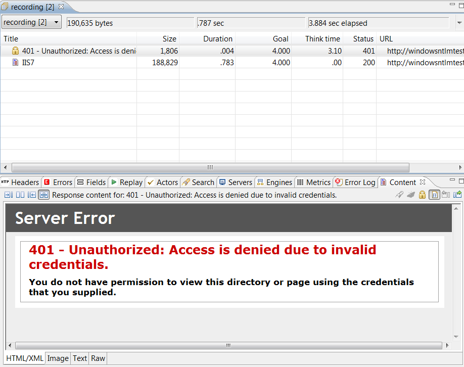 testcase displaying recorded NTLM transactions