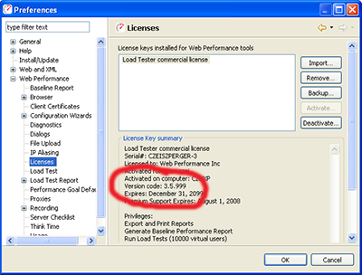 License Management Dialog